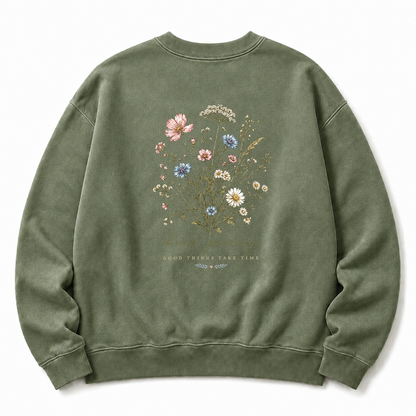 Keep Growing Wildflower Washed Graphic Sweatshirt