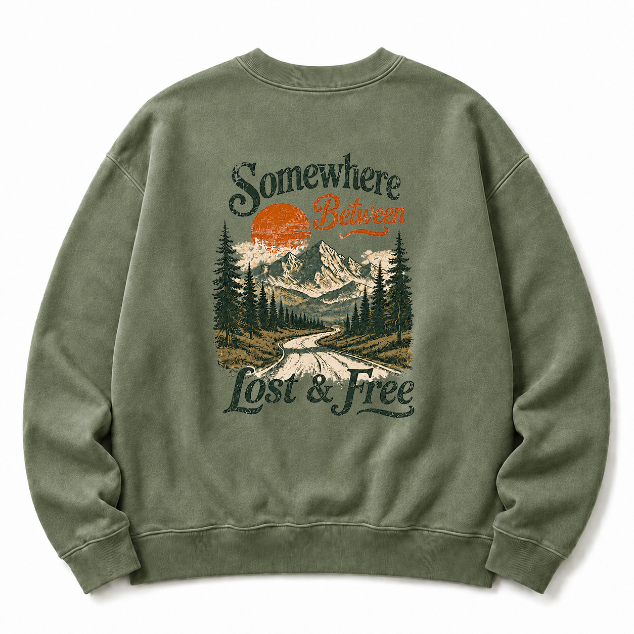 Somewhere Between Lost & Free Washed Back Graphic Sweatshirt