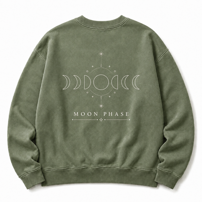 Moon Phase Celestial Washed Graphic Sweatshirt