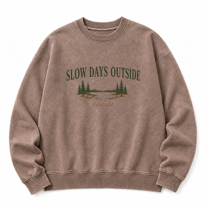 Slow Days Outside Washed Graphic Sweatshirt