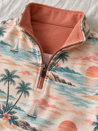 Sunset Cove Tropical Quarter-Zip Pullover
