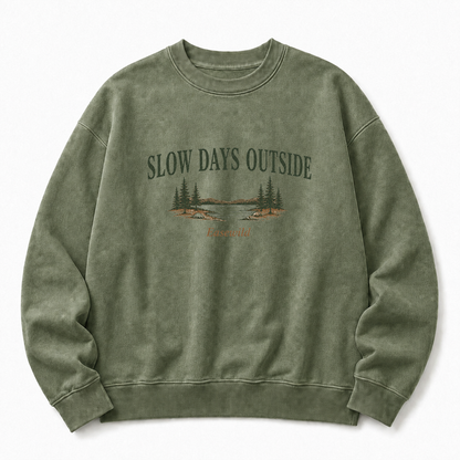 Slow Days Outside Washed Graphic Sweatshirt