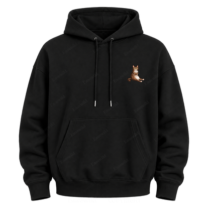 Runs On Coffee And Panic Tabby Cat Graphic Hoodie