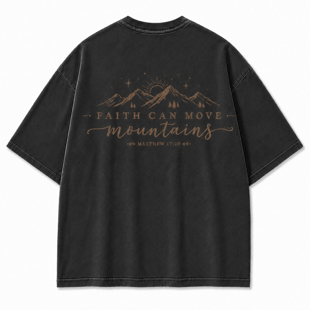 Faith Moves Mountains Washed Back Print Tee