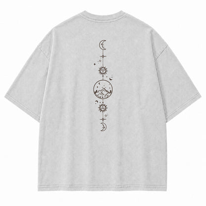 Celestial Balance Mountain Moon Graphic T-Shirt