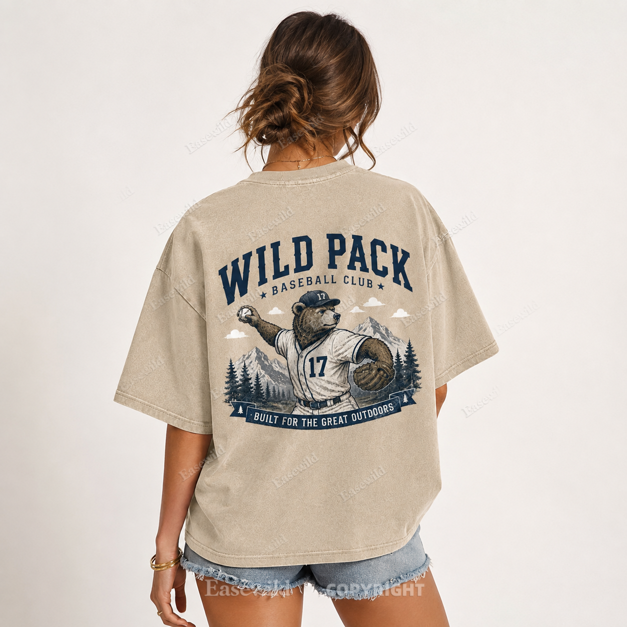 Wild Pack Baseball Club Washed Back Print Tee