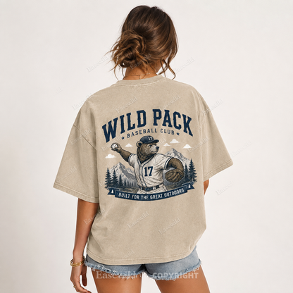 Wild Pack Baseball Club Washed Back Print Tee