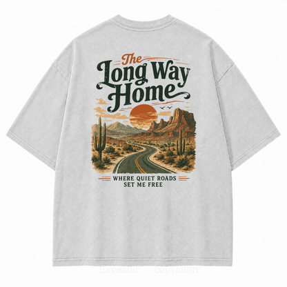 The Long Way Home Washed Back Print Tee
