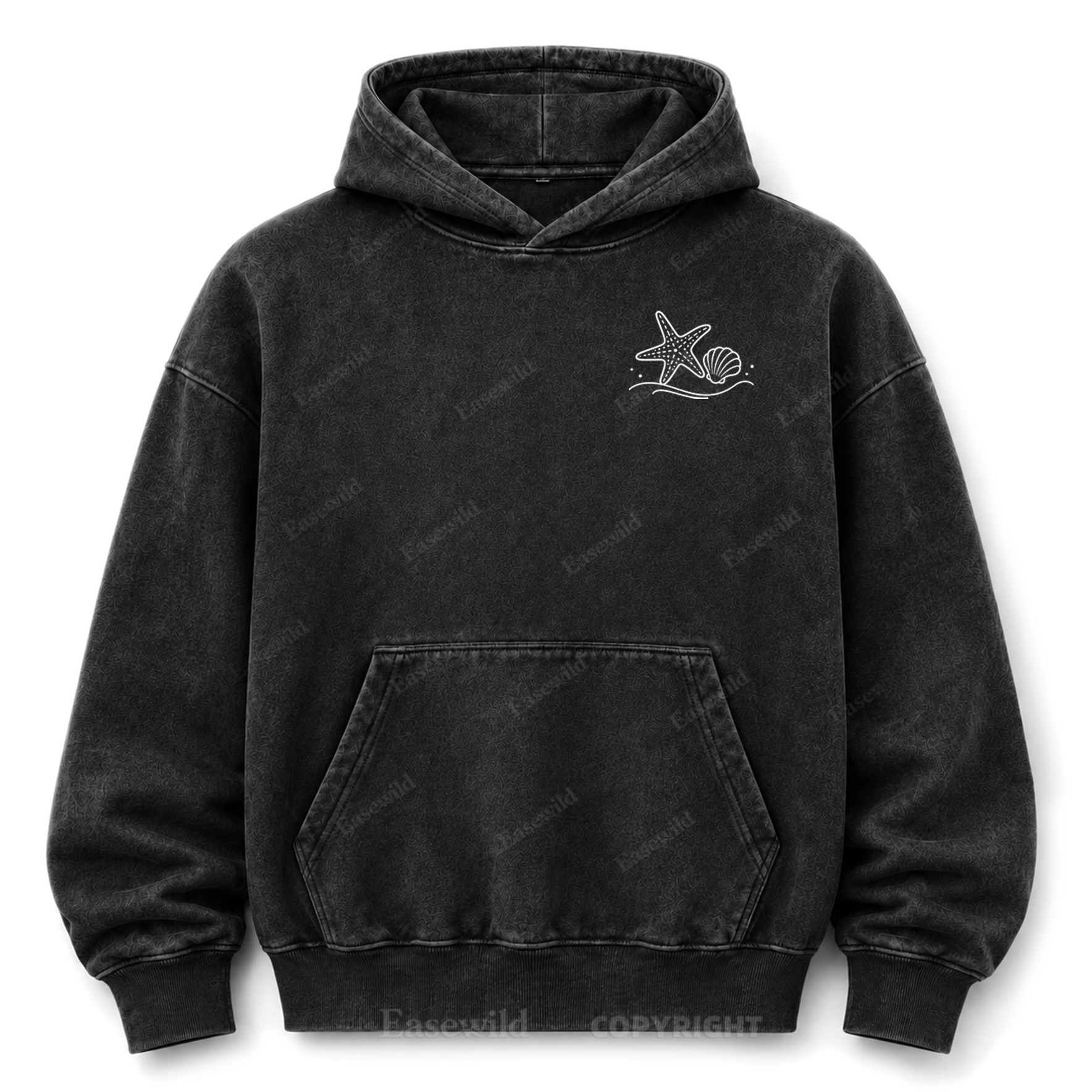 Ocean Breeze Wave Washed Graphic Hoodie