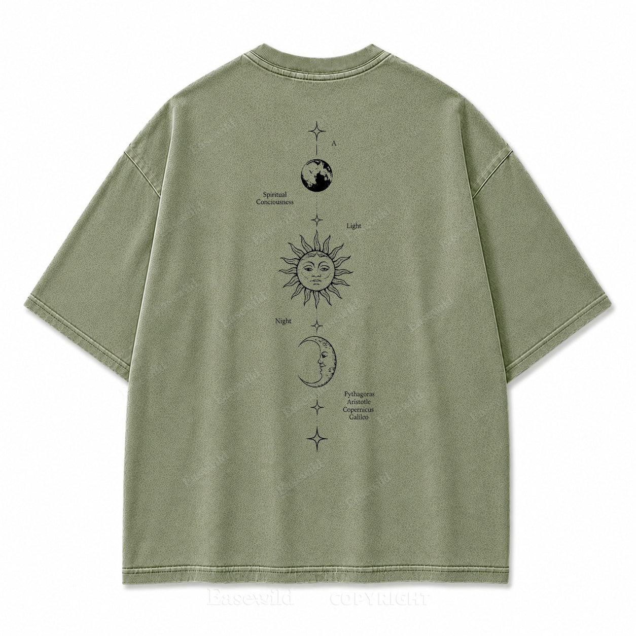 Spiritual Consciousness Sun & Moon Washed Back Print Tee