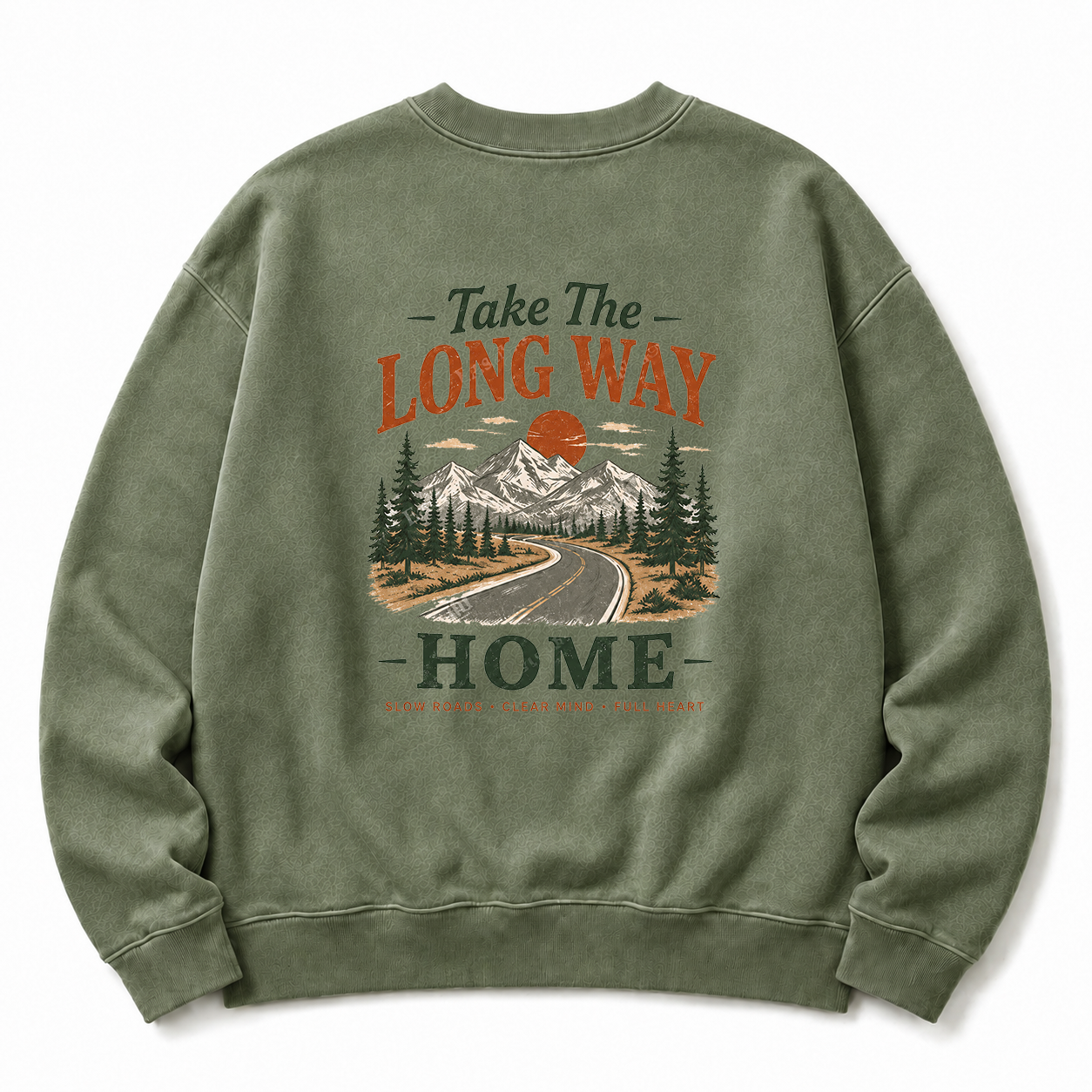 Take The Long Way Home Washed Graphic Sweatshirt