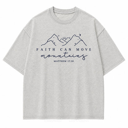 Faith Can Move Mountains Vintage Washed Print Tee