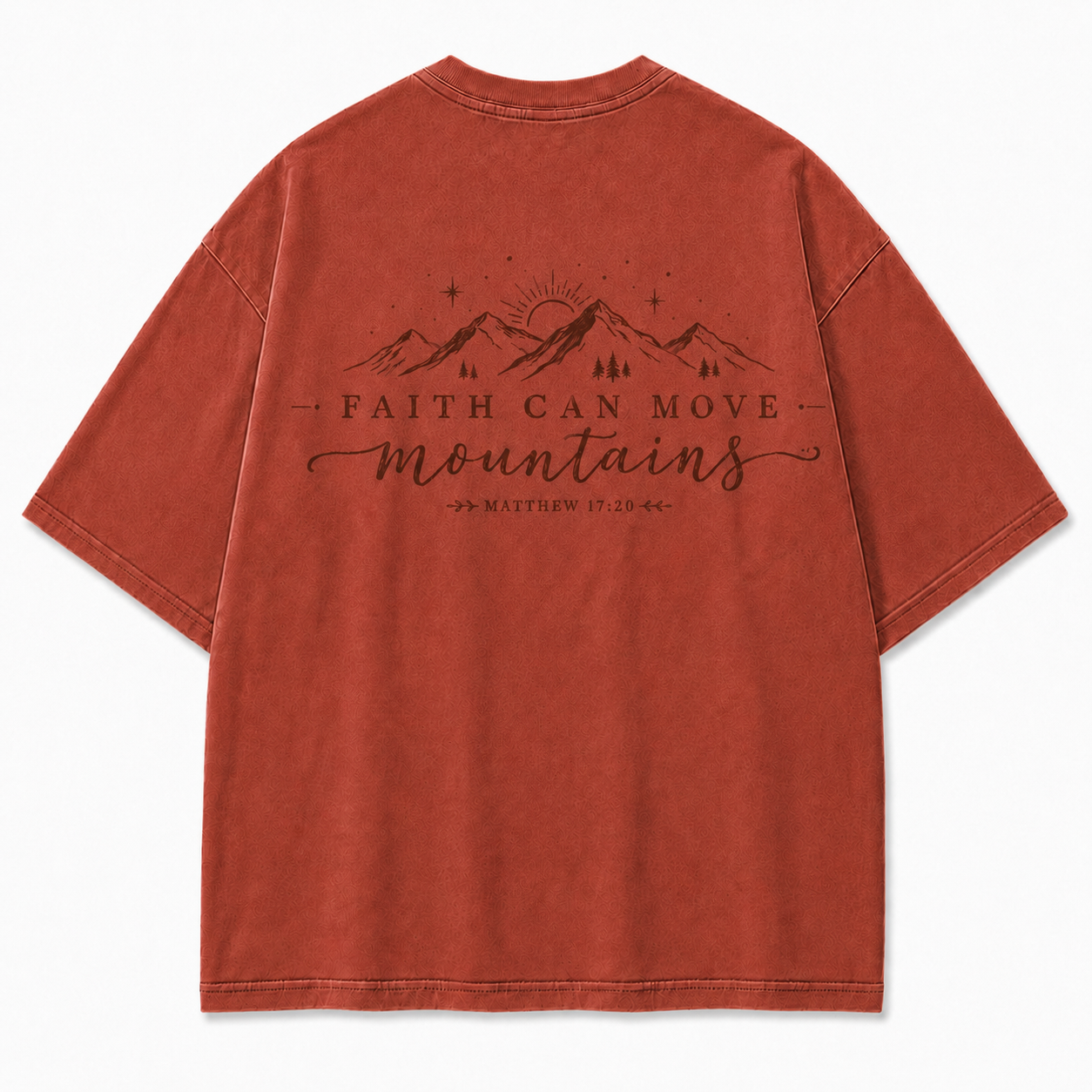 Faith Moves Mountains Washed Back Print Tee
