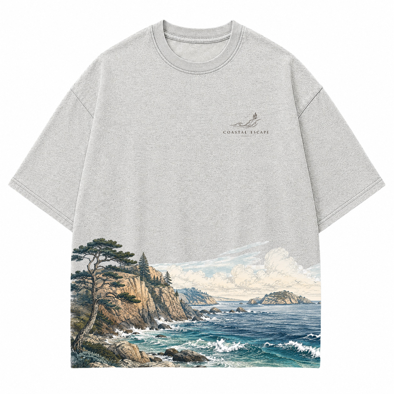 Pacific Bluff Coastal Landscape Graphic T-Shirt