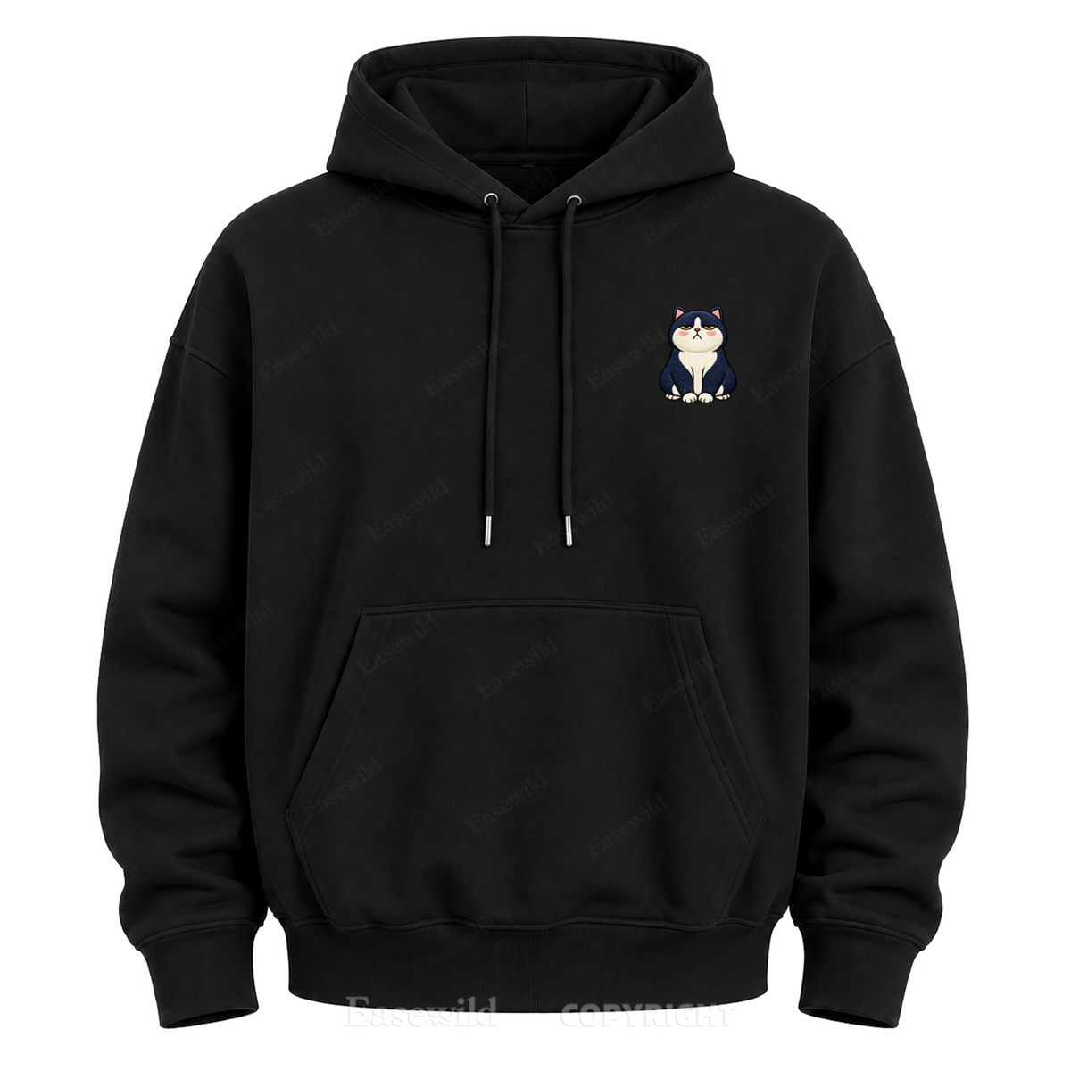 Moody Cat Crew Graphic Hoodie