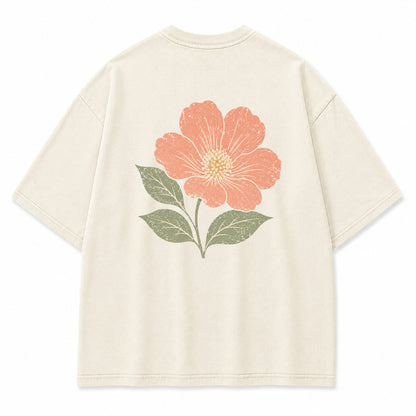 Coral Bloom Floral Graphic T-Shirt