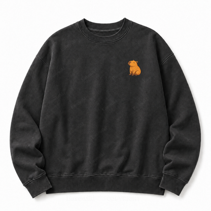 Nothing Urgent Here – Cozy Capybara Washed Sweatshirts