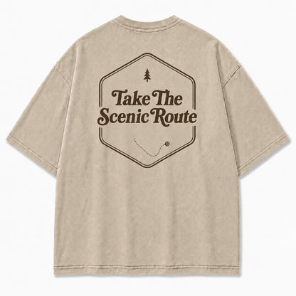 Take The Scenic Route Tee – Minimalist Adventure Graphic