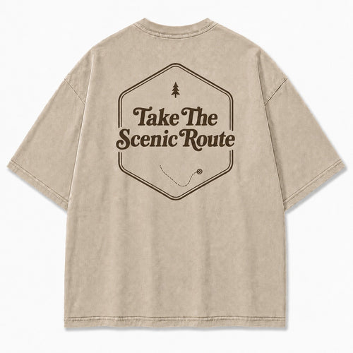 Take The Scenic Route Tee – Minimalist Adventure Graphic