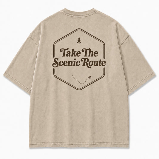 Take The Scenic Route Tee – Minimalist Adventure Graphic