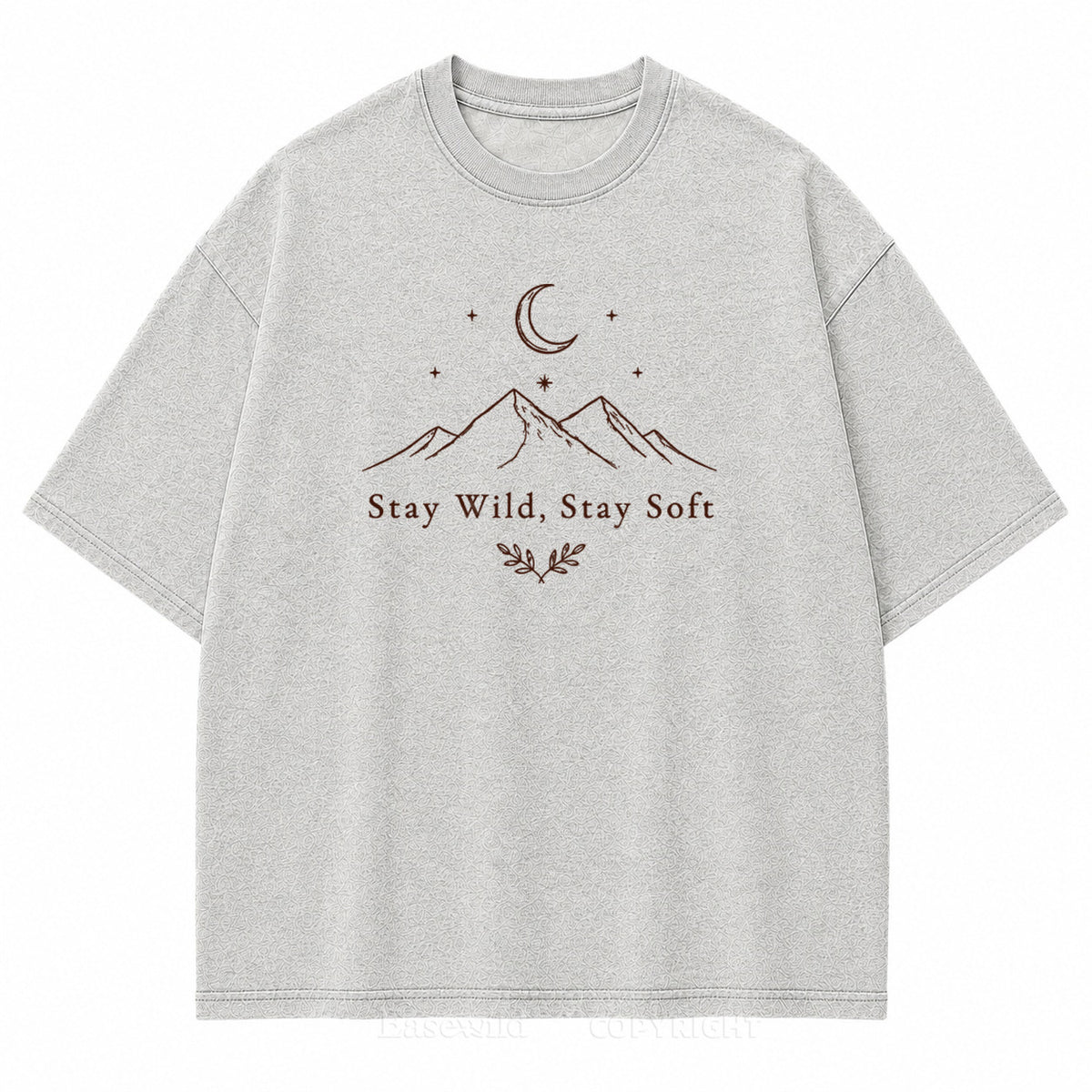Stay Wild Stay Soft Mountain Moon Washed Print Tee