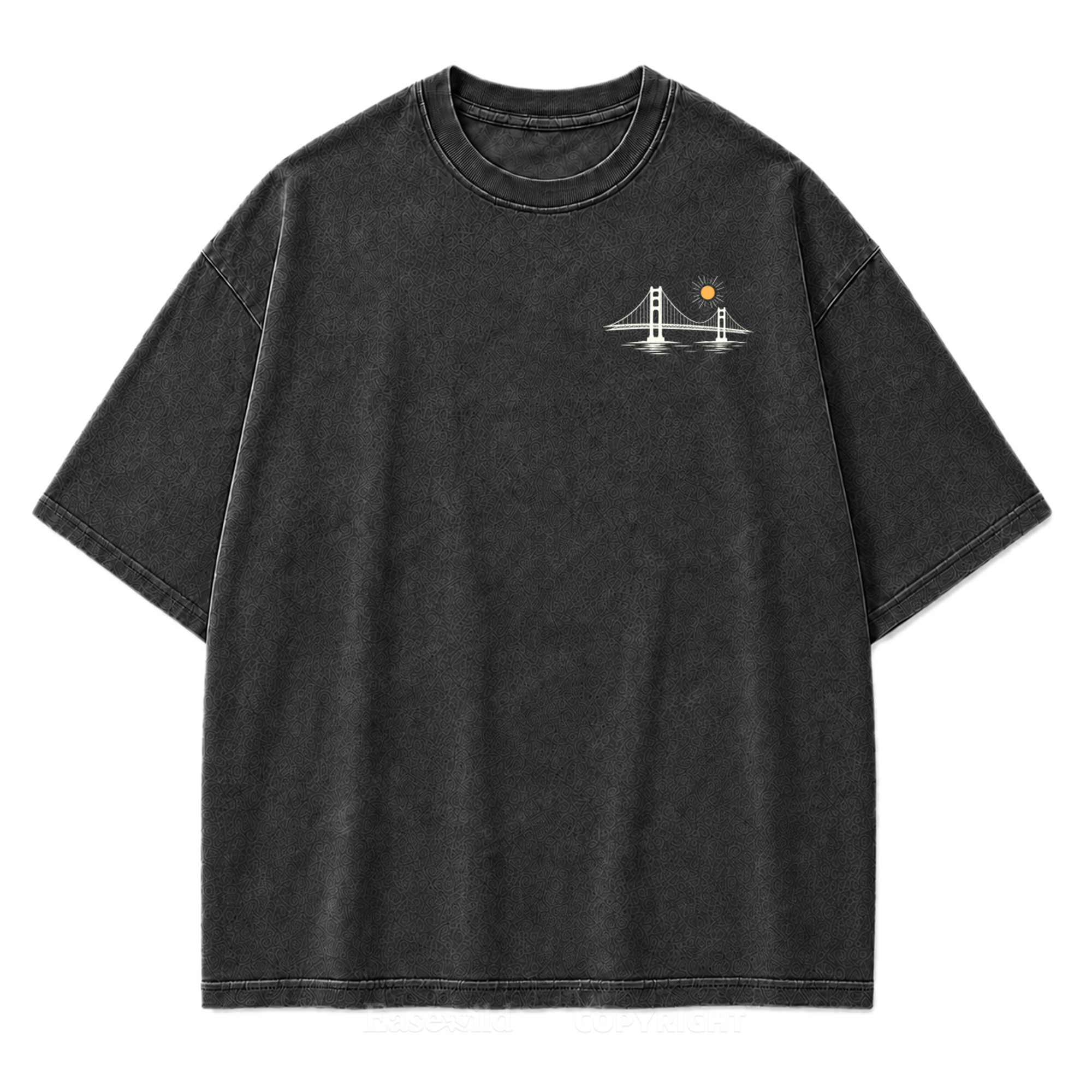T-Shirt mit Kalifornien-Umriss in verwaschenem Druck