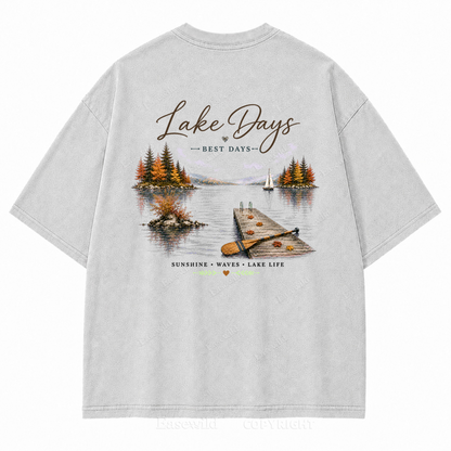 Lake Days Best Days Vintage Lake Washed Back Print Tee