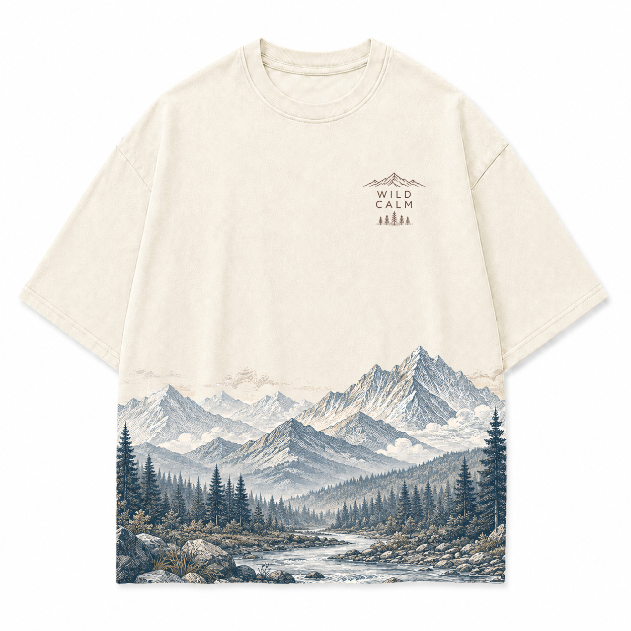 Wild Calm Mountain Landscape Scenic Hem Tee