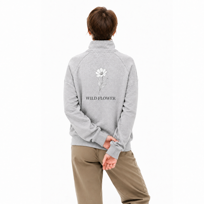 Wild Flower Delicate Bloom Zip Pullover Sweatshirt