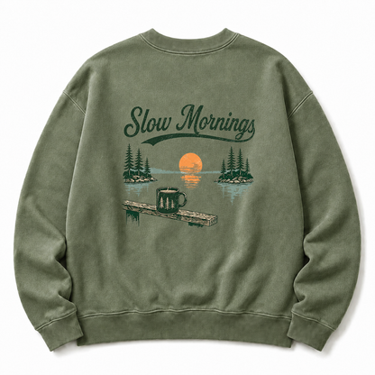 Slow Mornings Washed Graphic Sweatshirt