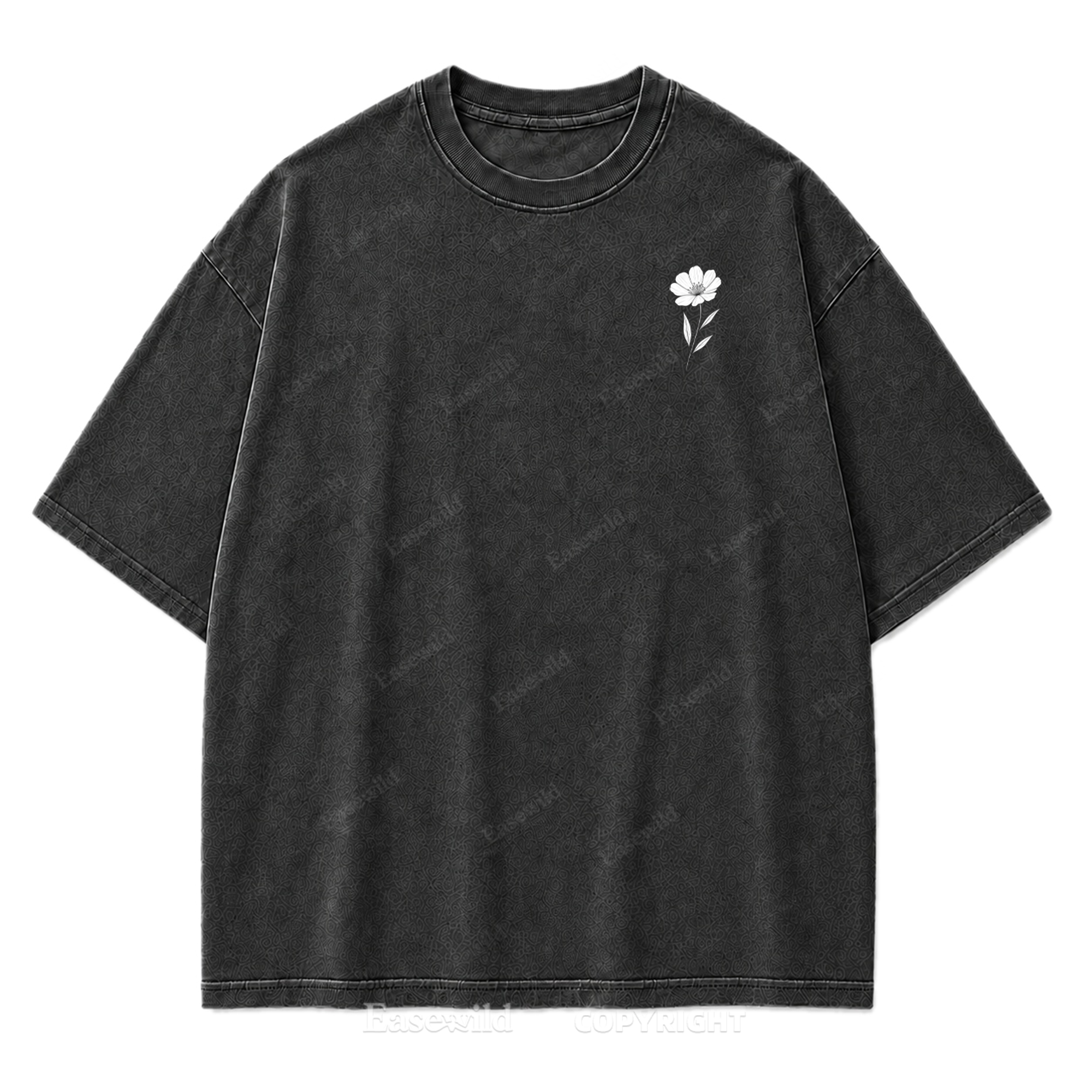 Wild Flower Line Art Washed Print Tee