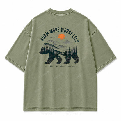 Roam More Worry Less Washed Back Print Tee