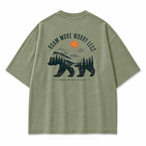 Roam More Worry Less Washed Back Print Tee