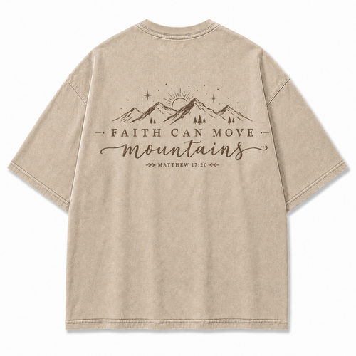 Faith Moves Mountains Washed Back Print Tee