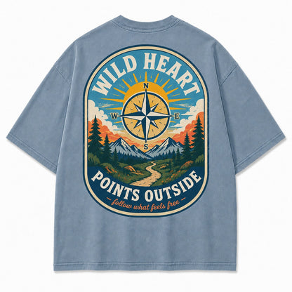 Wild Heart Points Outside Washed T-Shirt