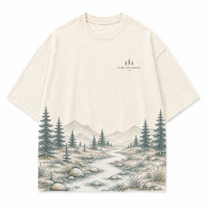 Pine Stillness River Landscape Graphic T-Shirt
