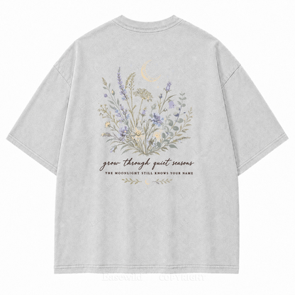 Grow Through Quiet Garden Washed Back Print Tee