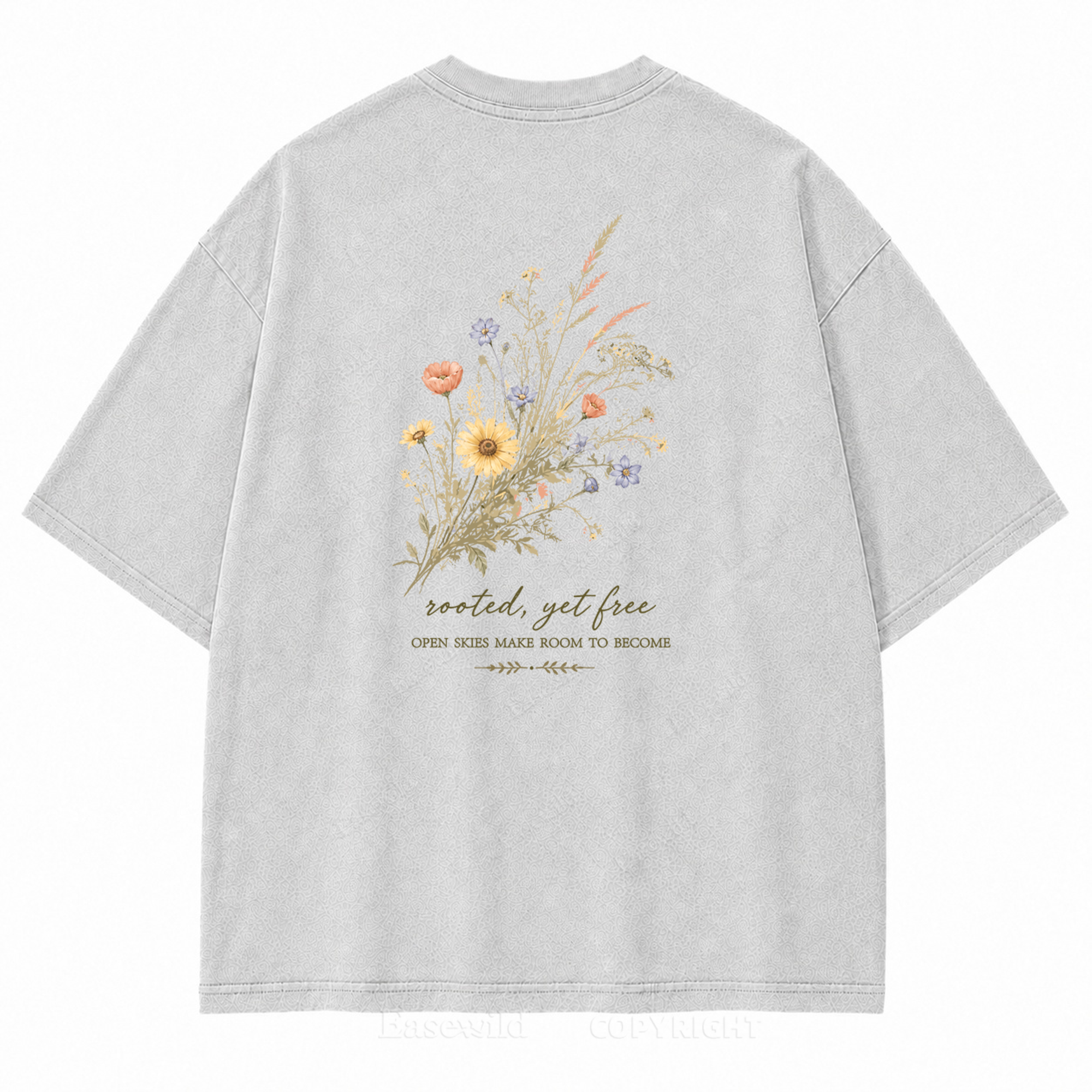 Rooted Yet Free Washed Back Print Tee
