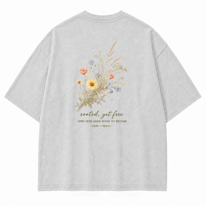 Rooted Yet Free Washed Back Print Tee