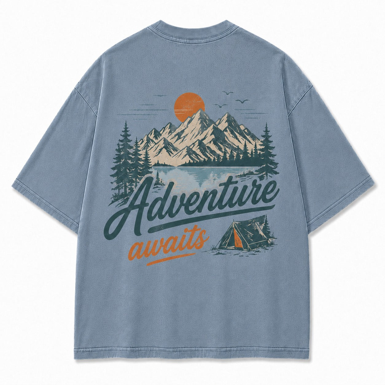 Adventure Awaits Mountain Camp Washed T-Shirt