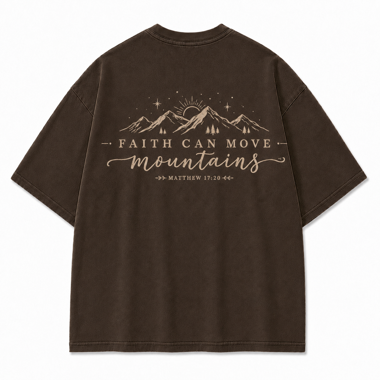 Faith Moves Mountains Washed Back Print Tee