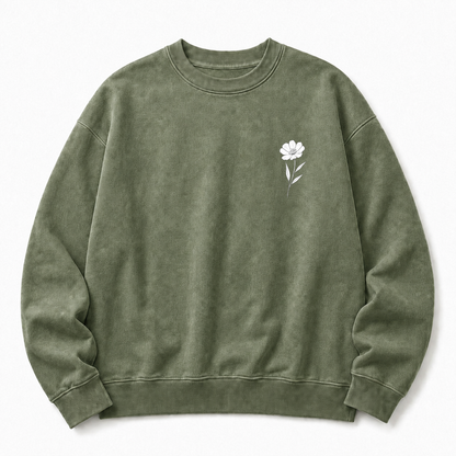 Wildblumen Sweatshirt mit Grafikdruck, gewaschen