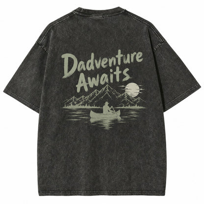 Dadventure Awaits Canoe Washed T-Shirt