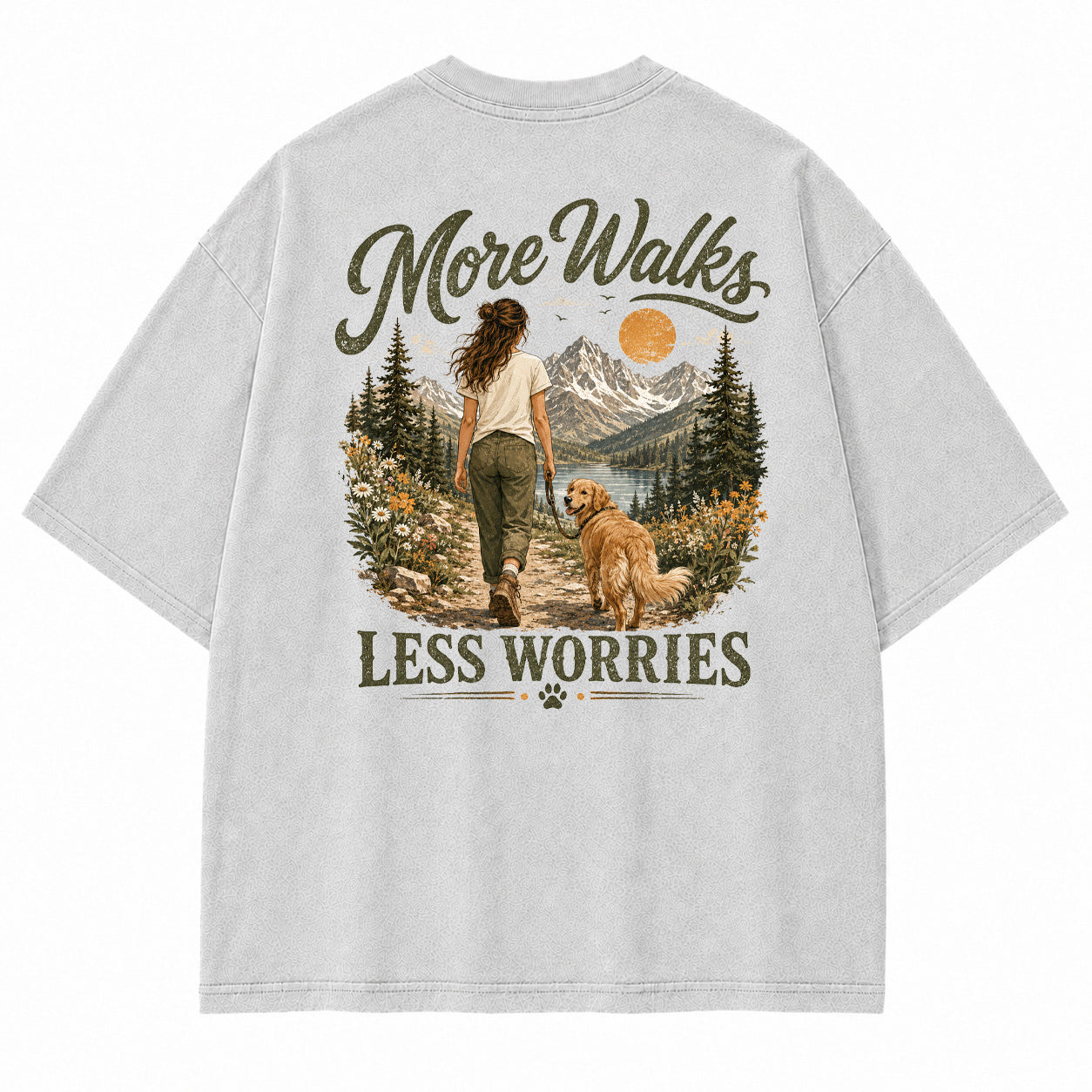 More Walks Less Worries Graphic T-Shirt