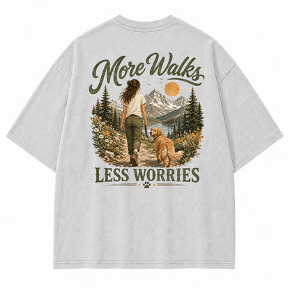 More Walks Less Worries Graphic T-Shirt