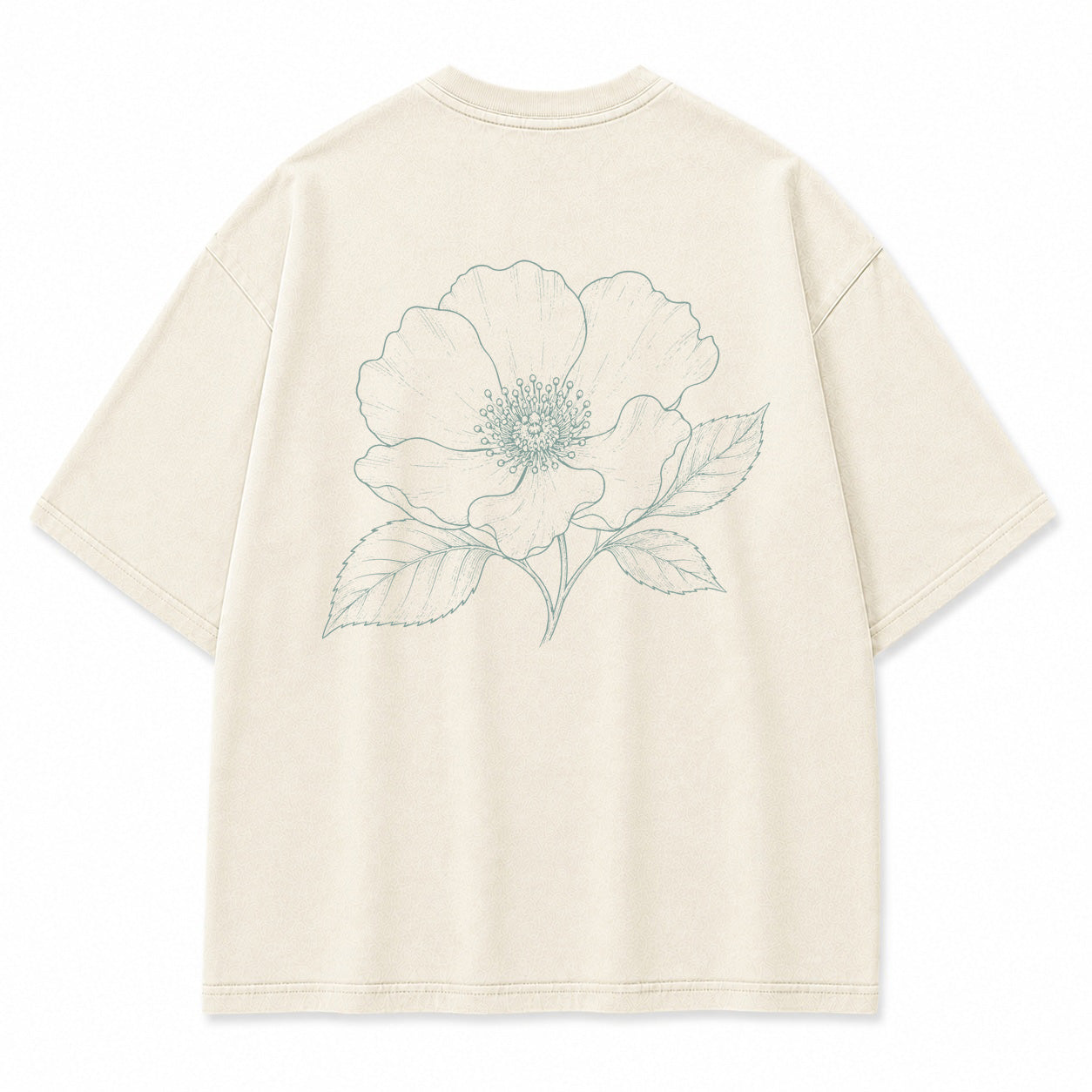 Blue Line Flower Graphic T-Shirt
