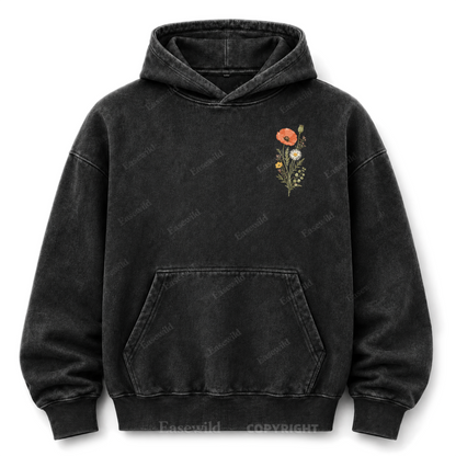 Wild Flower Minimal Floral Washed Graphic Hoodie