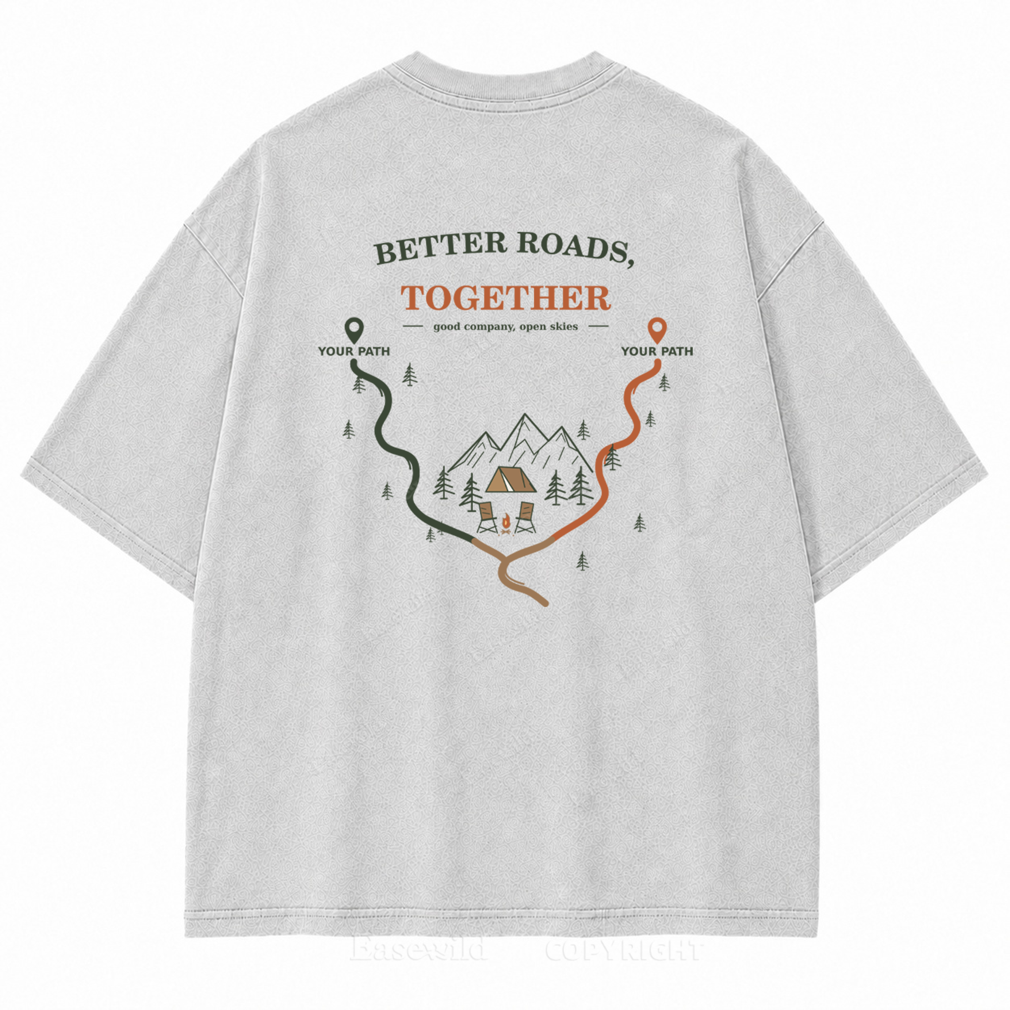 Better Roads Together Washed Back Print Tee