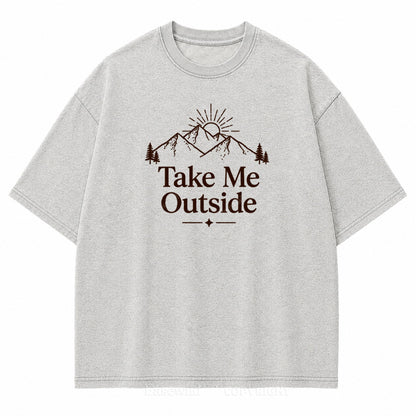 Take Me Outside Mountain Sunrise Washed Print Tee