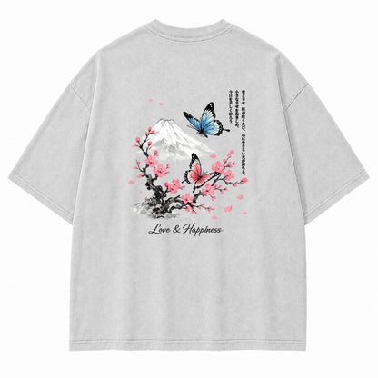 Fuji Blossom Butterfly Graphic T-Shirt